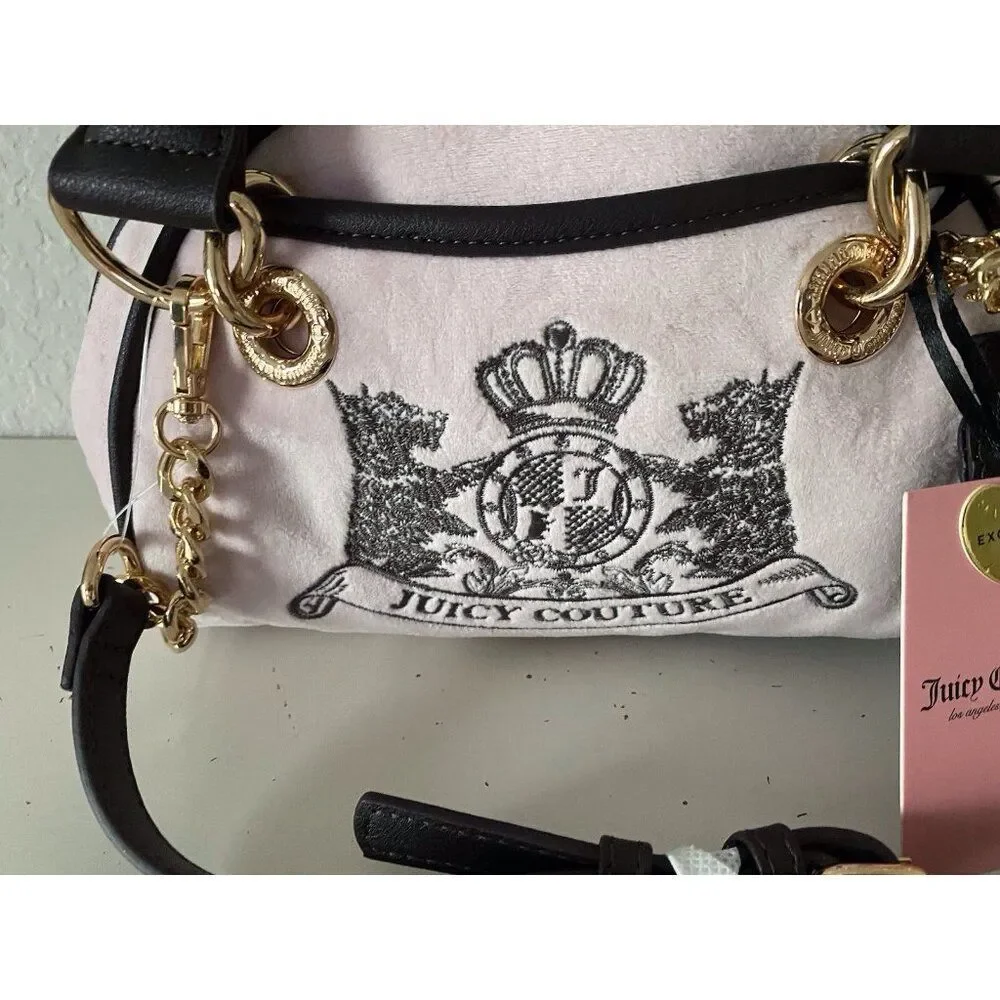 Juicy Couture Classic Scottie Dogs Satchel Crossbody Chiffon Pink With Card Case
